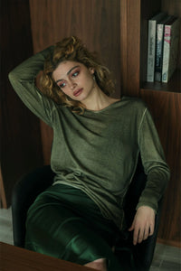 - Knitted sweater - Olive