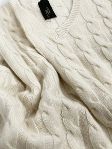 - Sweater cashmere Cable White