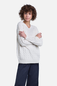- Sweater cashmere Cable White