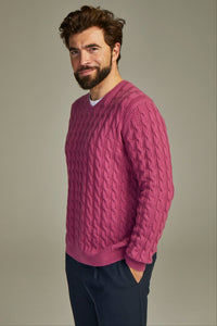 - Cable cashmere sweater Solid Ribes