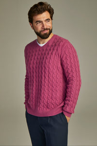 - Cable cashmere sweater Solid Ribes