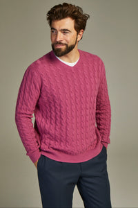 - Cable cashmere sweater Solid Ribes