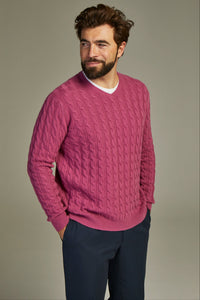 - Cable cashmere sweater Solid Ribes