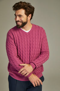 - Cable cashmere sweater Solid Ribes
