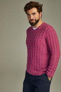 - Cable cashmere sweater Solid Ribes