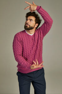 - Cable cashmere sweater Solid Ribes