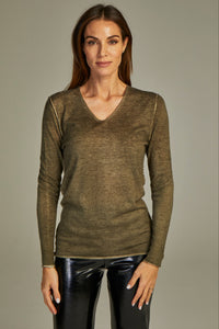 - Fit Cashmere Sweater Olive