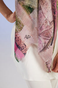 Scarf Ginko RIbes with a pattern and initials 'AP' 