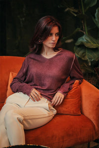 - Knitted sweater - Wine