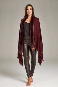 - Cape Solid Burgundy with SAGA fox fur