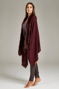 - Cape Solid Burgundy with SAGA fox fur