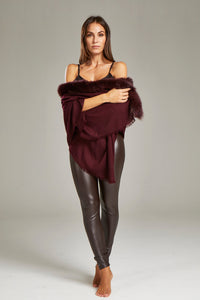 - Cape Solid Burgundy with SAGA fox fur