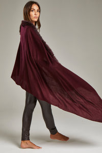 - Cape Solid Burgundy with SAGA fox fur